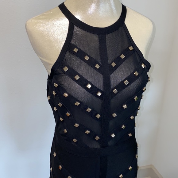 Bebe studded black halter neck dress - Picture 2 of 7